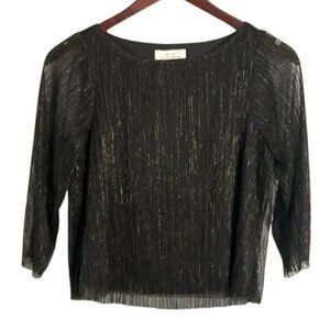 OAK + FORT - NWOT Shimmer Black and Silver Top - XS